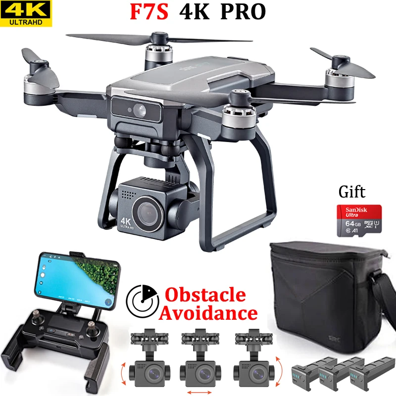 SJRC F7S 4K PRO RC Дрон с HD камерой 3-осевой карданный подвес для аэрофотосъемки 5G GPS обход