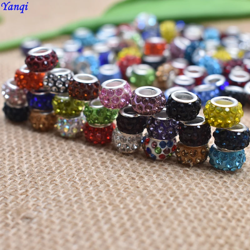 Crystal Beads 20PCS Big Hole Round Rhinestone Glass Beads for DIY Jewelry