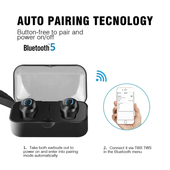 Беспроводные Bluetooth наушники, мини портативные наушники с шумоподавлением и зарядным устройством GV99