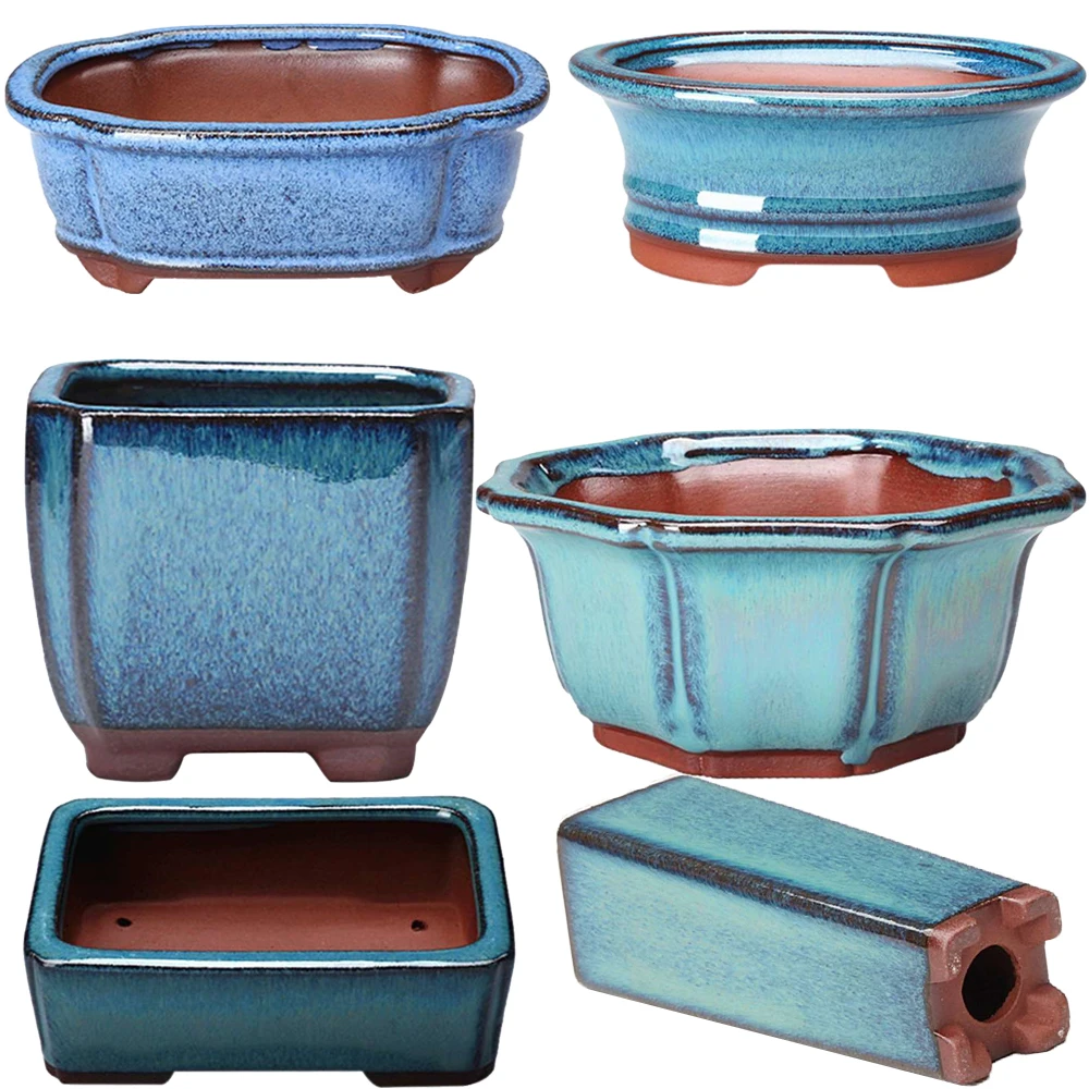 Chinese Style Bonsai Pots Breathable Stoneware Bonsai Pots With Holes Chinese Style Training Flowerpot Ceramic Crafts flower pot plant pot