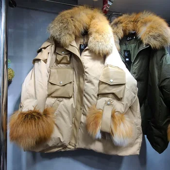 

Big Fur Collar Parkas Female Winter Jacket Plus Size Parka Mujer Thick Warm Cotton Padded Parkas Woman Bubble Coat