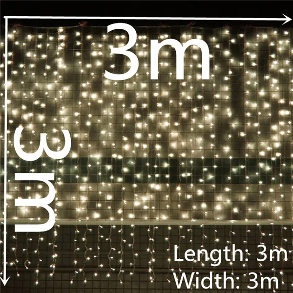 Новое поступление на год Декор 3x1 м/3x2 м/3x3 м светодиодный гирлянда Шторы фонари рождественские украшения для дома Kerst натальные Декор - Цвет: warm white 3x3