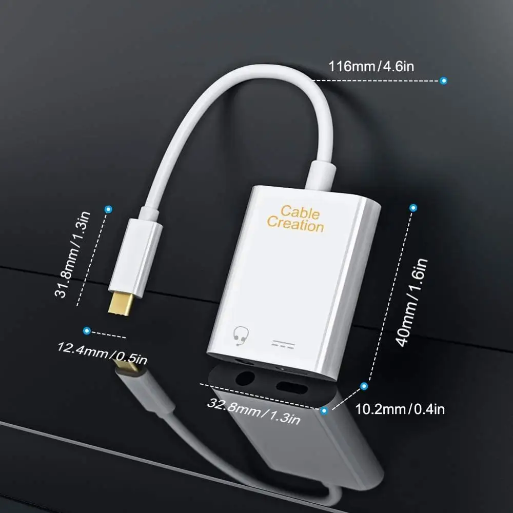 2 in 1 USB C to 3 5mm Headphone Audio Adapter with USB C Female Charging Port Compatible for Phone Pixel 3 3XL S9 Note 9 LG G5
