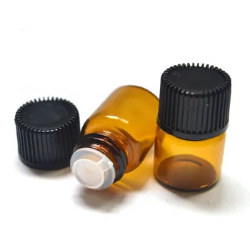 

1000pcs Hot 1/4 Dram Small Glass Bottles With Pull Orifice Reducer Screw Cap Mini Essential Oil Empty 1ml Vials