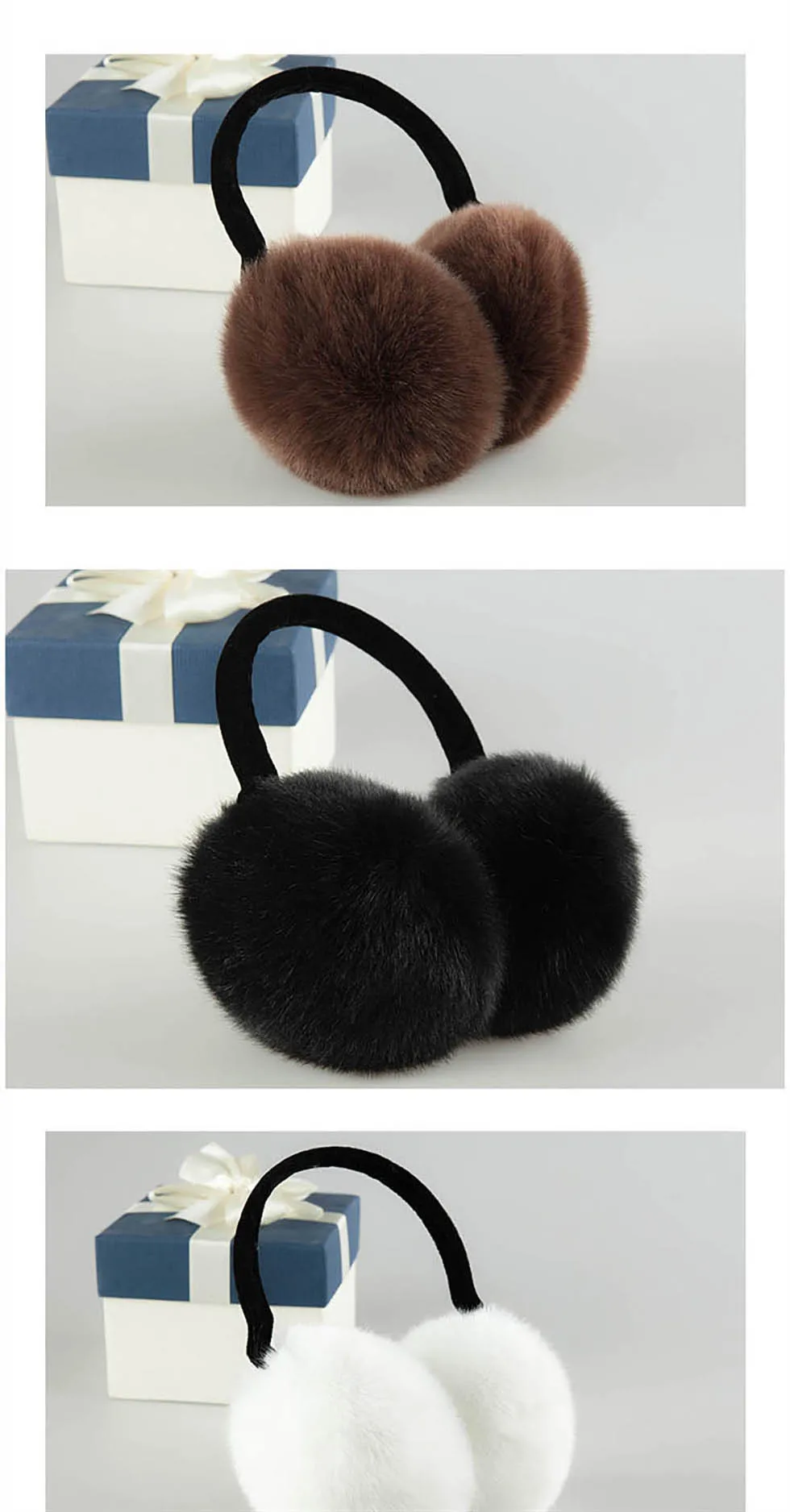 Calymel Winter Earcap Women Earmuff Cute Faux Rabbit Fur Ear Muffs Adjustable Warm Thermal Fluffy Plush Ear Cover