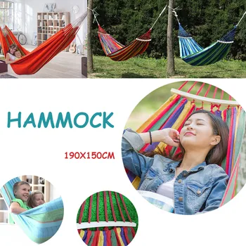 

190x150cm Hammocks Portable Camping Garden Yard Striped Hanging Large Chair 1 x Hammocks Chair+2 x Rope+1 x Bag Without shelf