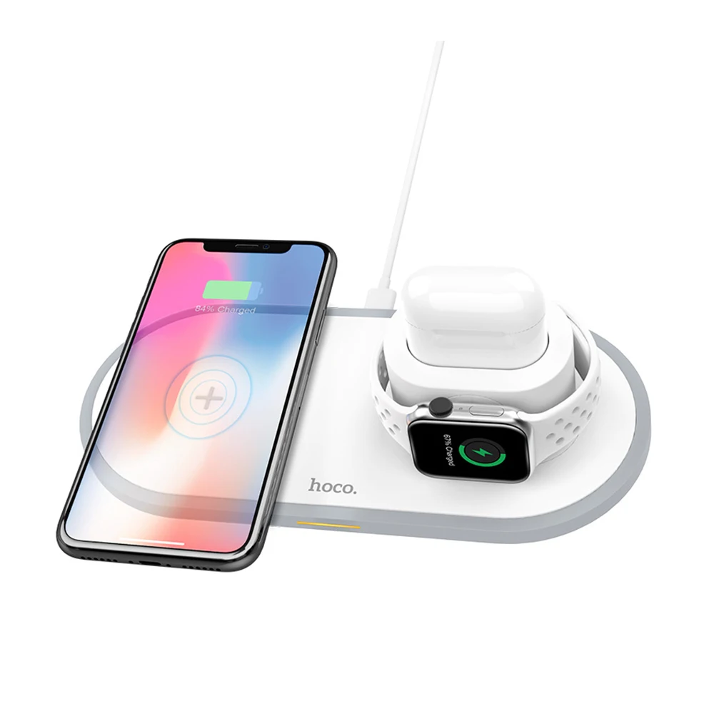 HOCO 3 в 1 Qi Беспроводное зарядное устройство для iPhone 11 pro X XS Max XR для Apple Watch 4 3 2 Airpods 10 Вт Быстрая зарядка для samsung S10