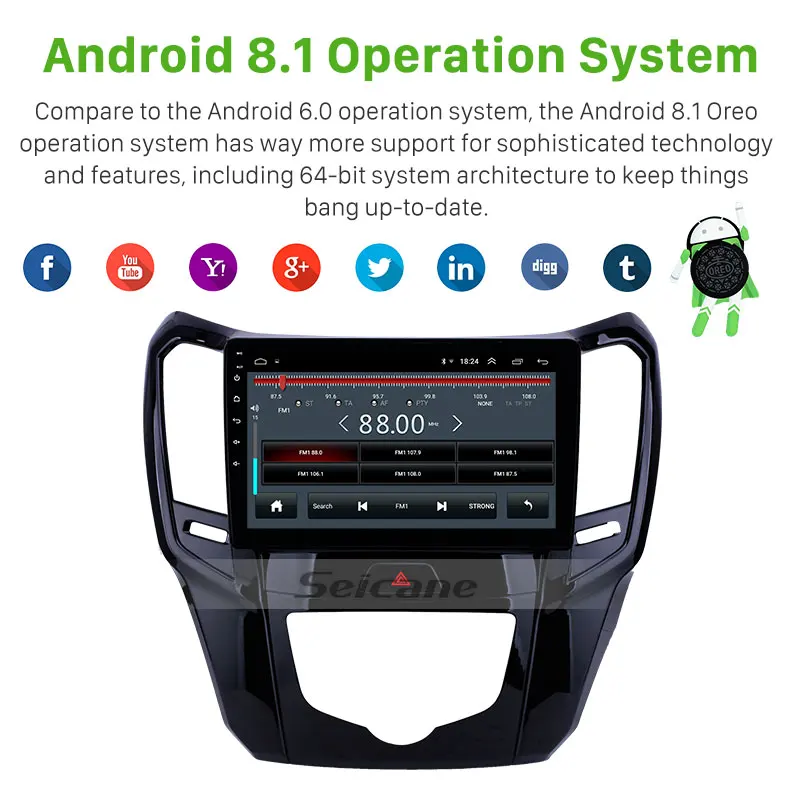 Best Seicane Car Stereo HD Touchscreen 10.1" HD Android 8.1 GPS for Great Wall M4 2014 2015 with USB WIFI AUX support Carplay 2 din 1
