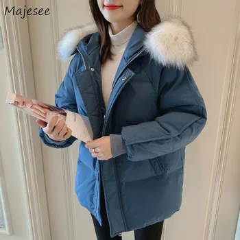

Parkas Women Thicker Warm Simple Solid Zipper Korean Style Harajuku All-match Chic Causal Womens Coat Outwear Females Fashion