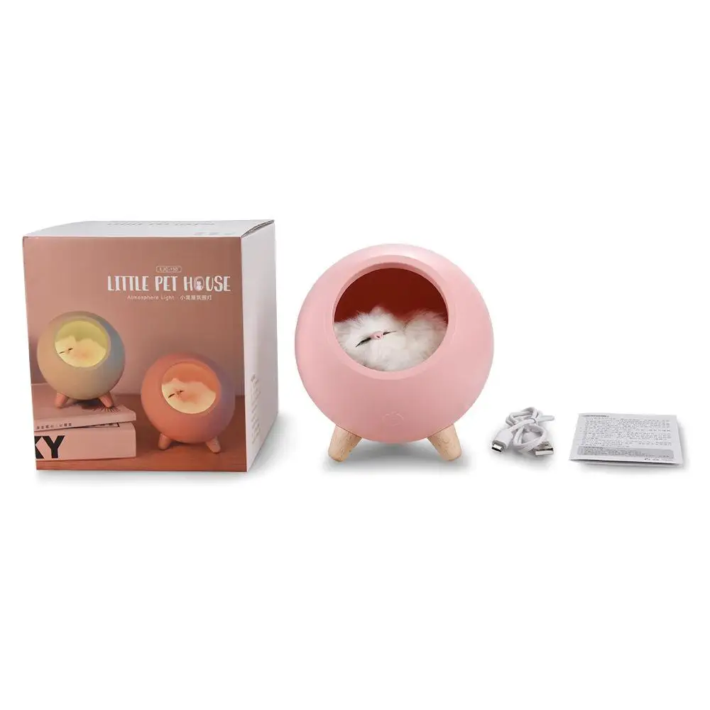 Котенок, Домашний Светильник, USB, портативный, зарядка, мультяшный Кот, сенсорный датчик, затемнение, Детская мини настольная лампа