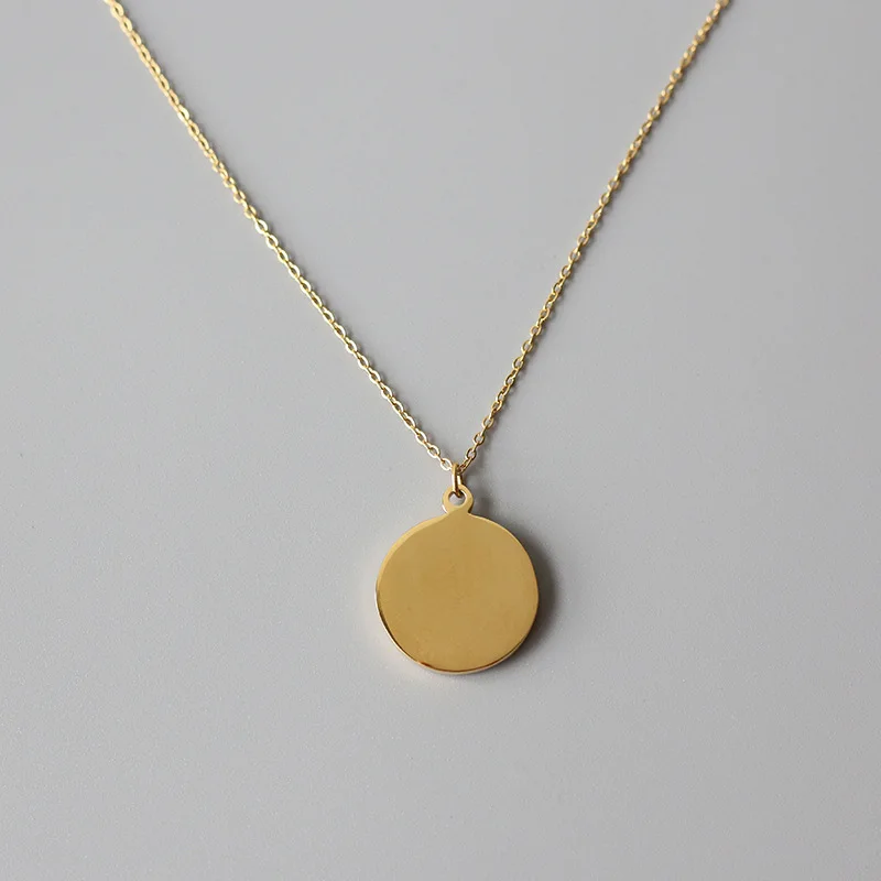Free Golden Waves Embossed Coin Pendant Necklaces for Women 18K