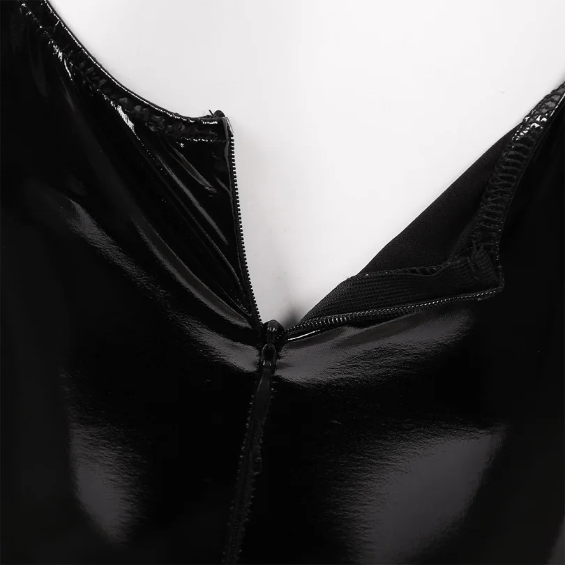 Women's Latex suit Catsuit Bodysuit Wet Look Patent Leather body suit Sleeveless Crotchless Leotard Jumpsuits Night Clubwear