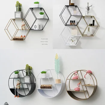 

Nordic Wall Decoration Storage Shelf Holder Rack Wall Hanging Frame Iron Home Decoration for Bedroom School Room Living room