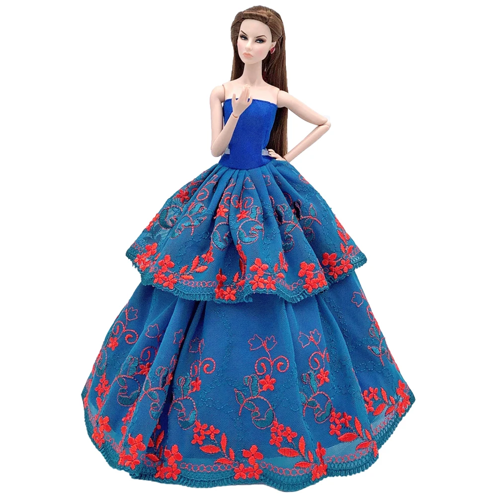 NK One Pcs Doll Princess Wedding Dress Noble Party Gown For Barbie Doll Accessories Handmake Outfit Best Gift For Girl' Doll JJ