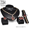 Women's Jewelry Set Wedding Party Water drop Red CZ Crystal Necklace Earrings Bracelet Ring High Quality Indian Gold Jewelry Set ► Photo 2/6