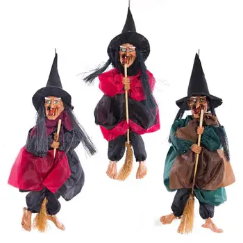 

Hanging Horror Riding Broom Witch Figurine Halloween Decoration Ornaments