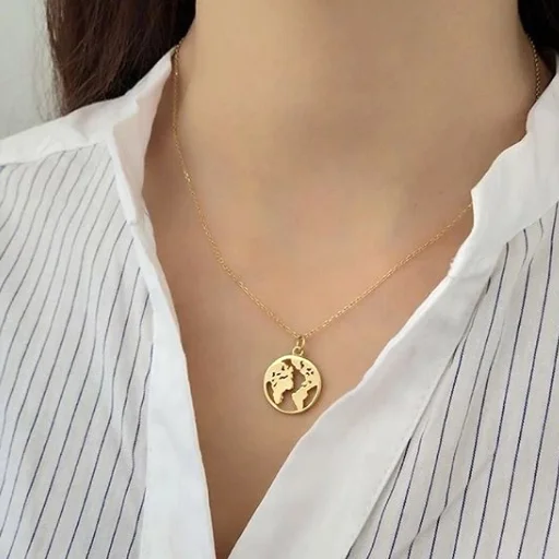 Модные карта мира кулон ожерелье 2019 для женщин Золотой Крест Подвеска Мир колье