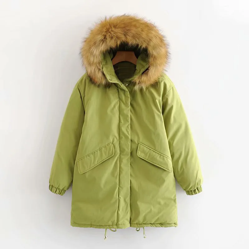 

Korean-style WOMEN'S Wear 2019 Winter New Style Mid-length Fur Collar Hooded Workwear Cotton Overcoat Women's C868