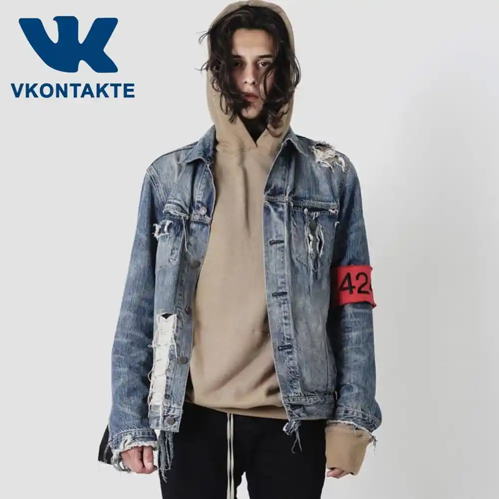 men distressed jean jacket