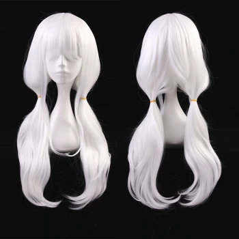 

70cm White Wavy Long Synthetic Hair Danganronpa V3 Angie Yonaga Anjii Anime Cosplay Wig +One Cap