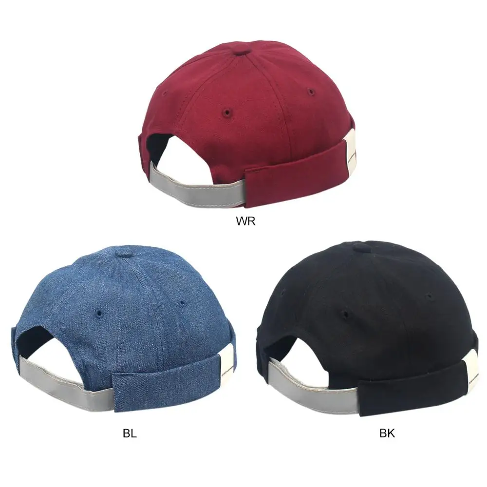 2 colors Cotton Adjustable Brimless Casual Hat Men Women Retro Dome Landlord Cap Sailor Biker Beanie Hats Unisex
