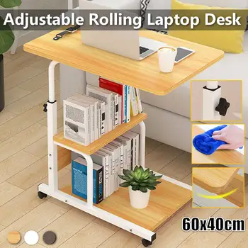 

Movable Simple Design Laptop Table Wood Desktop Height Adjustable Bed Sofa Side Computer Notebook Laptop Desk Table Iron Frame