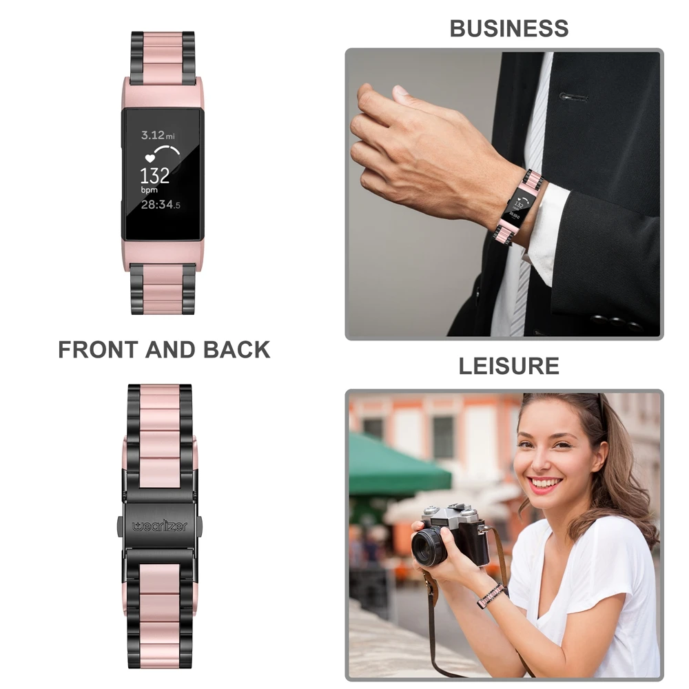 Wearlizer Metal Fitbit Charge 3 Band 2019 ремешок для сменный смарт часов безопасная Пряжка твердый