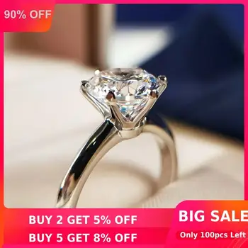 

Solitaire 1ct Lab Diamond Ring 100% Real 925 sterling silver Jewelry Engagement Wedding band Rings for Women Bridal Party Gift