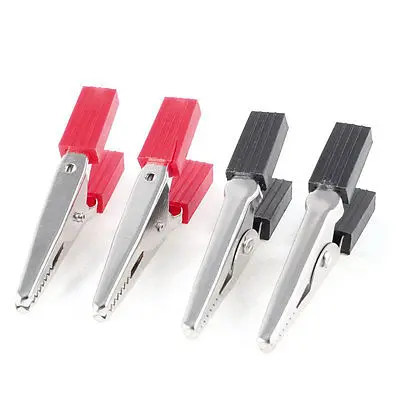 

4 Pcs Insulated Alligator Clips Test Lead Crocodile Clamps Black Red 2