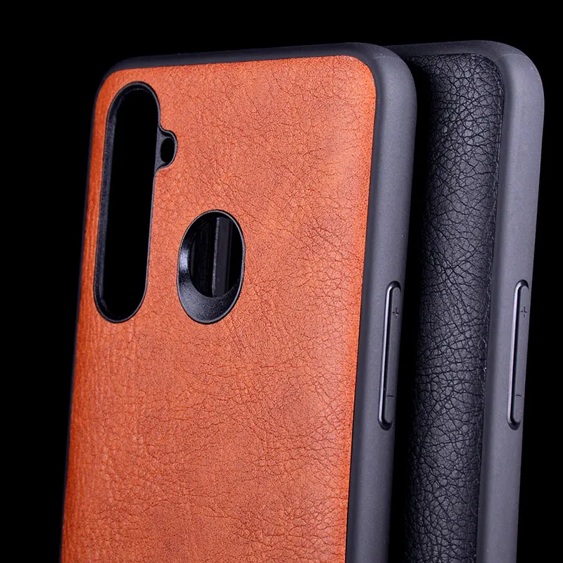 Чехол для Oppo Realme 5 pro винтажный кожаный чехол с текстурой личи мягкий из ТПУ