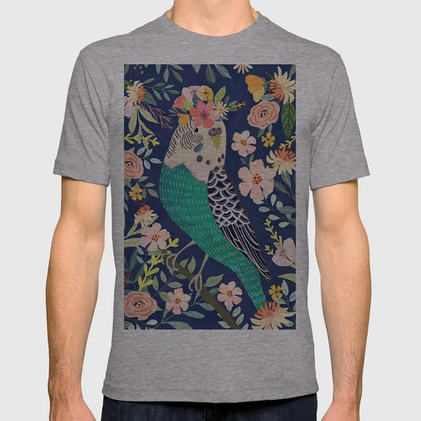 Parakeet с цветочной короной Футболка parakeet parakeets птица птицы природа цветы Цветочная Корона растения животные