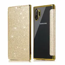 Блестящий чехол со звездами для samsung Galaxy S10 Plus S10e Note 10 Plus 5G 9 8 S7 S6 Edge, полностью откидной кожаный прозрачный ТПУ чехол, Funda