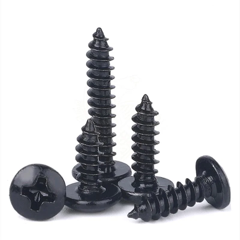 

25/50PCS M3 M4 M5 Steel With Black Phillips Truss Head (Cross Recessed Mushroom Head) Self Tapping Screws Bolt L=6-30mm