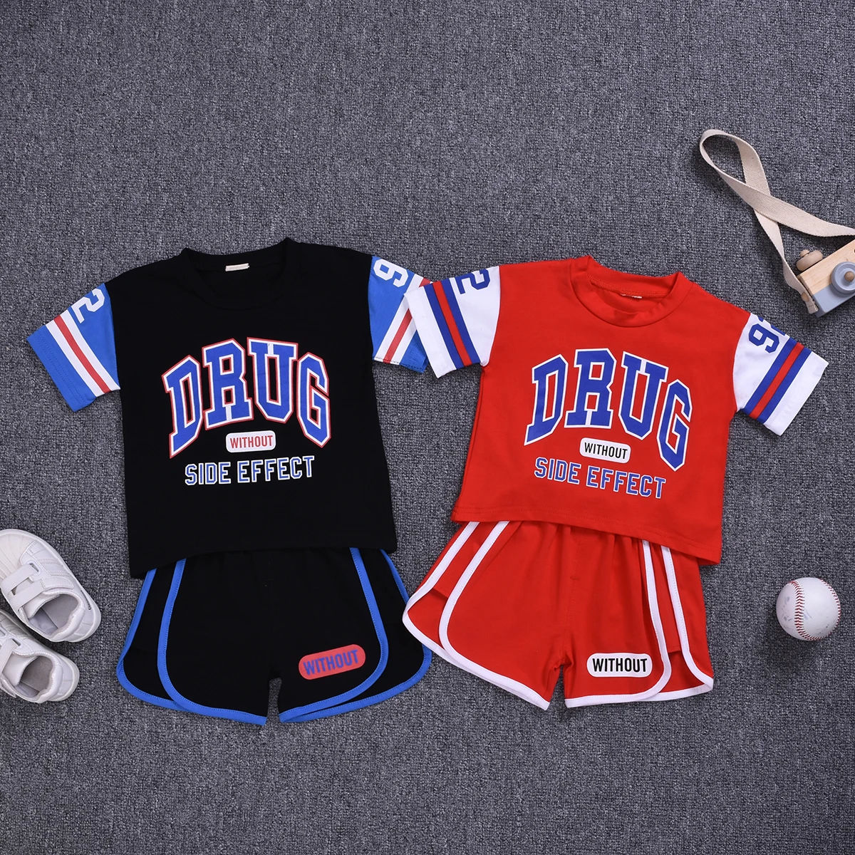 Toddler Boy Sports Clothing Set Baby Summer Casual T-shirt Suit Football Uniforms Basketball Kids Children Letter Clothes