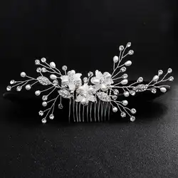 Сделанный вручную цветок из кристаллов Свадебный венок расческа для волос Аксессуары и украшения для женская головная повязка FS144