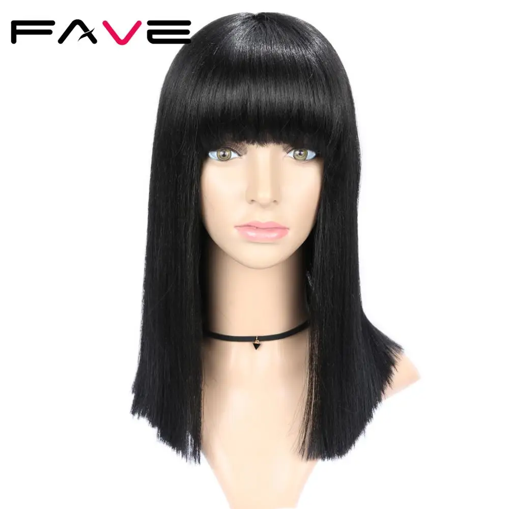 FAVE синтетические Короткие парики боб натуральный черный 14 дюймов прямые волосы боковая часть модный парик для черных женщин