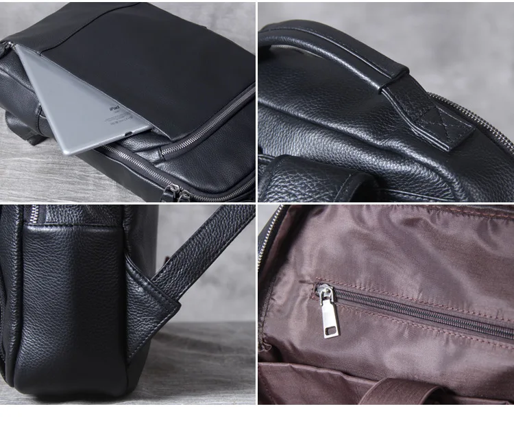 Real Leather Backpack With Cup Holder For Men