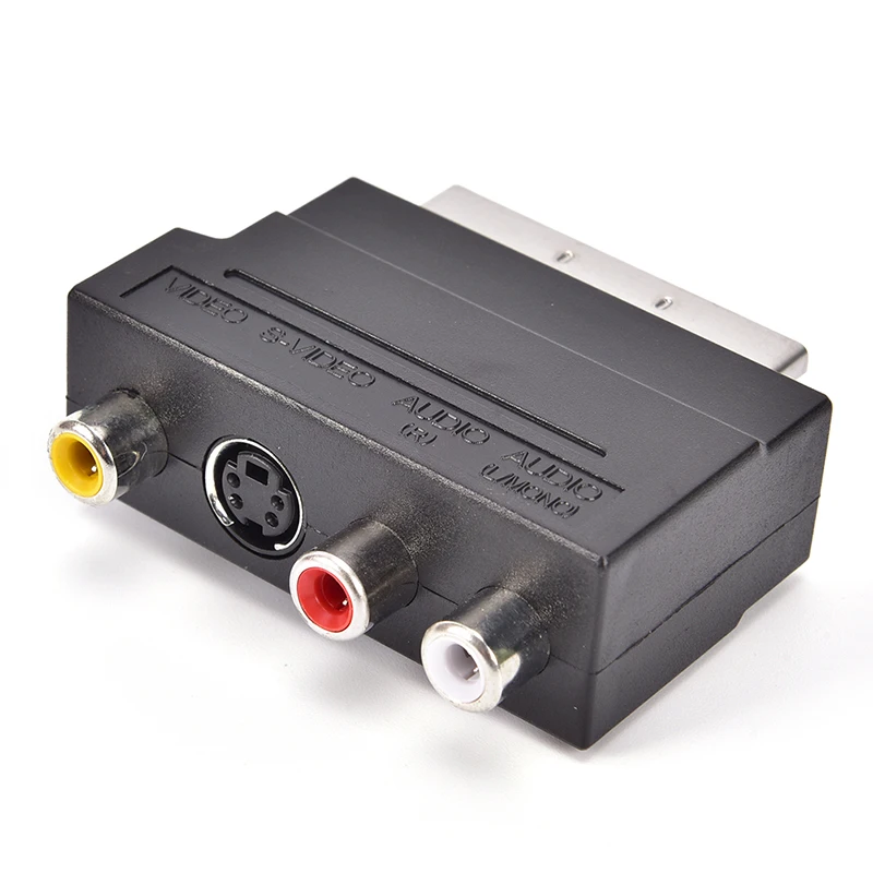 21 Pin RGB Scart до 3 RCA s-видео адаптер Композитный SVHS AV ТВ аудио для видео DVD рекордер