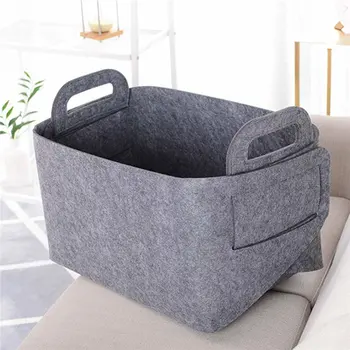 

Storage Box, Portable Household Felt Storage Basket Ditty-Bag Commodity Shelf, Dark Gray/Light Gray