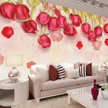 

Modern 3D Stereo Rose Petals Flower Mural Wallpaper Living Room TV Bedroom Romantic Home Decor Wall Painting Papel De Parede 3 D