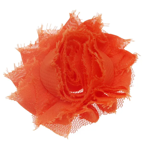 Шикарная потрепанная шифоновая самодельные цветы из потертой ткани, цветы, аксессуар без повязки на голову, заколки для волос, аксессуары, 20 шт./партия - Цвет: Оранжевый