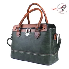 Ретро портативная женская сумка из натуральной кожи Модная контрастная Повседневная сумка на одно плечо для женщин сумки-мессенджеры RU