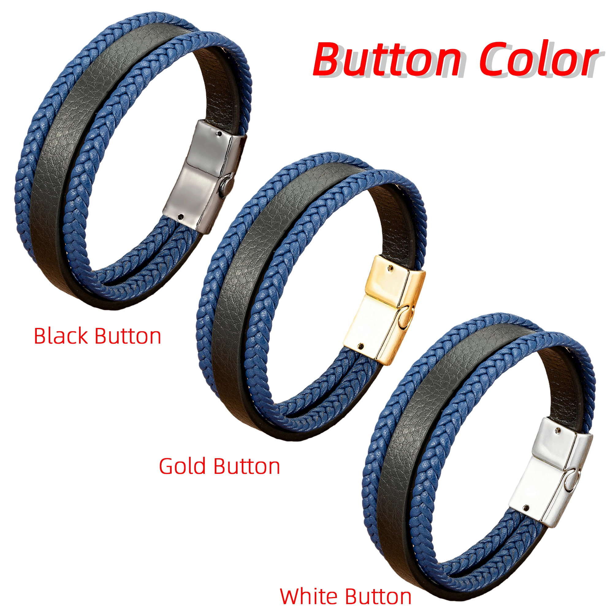 Trendy Weave Genuine Leather Men Bracelet Black/gold/white Magnetic Clasp Multi Layer Braid Rope Chain Classic Men's Jewelry - Image 5