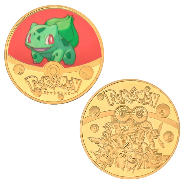 Pokemon Gold Coins Anime Pikachu Charizard Mewtwo Pocket Monsters Plated Collectibles Pokemon Card Holder Commemorative Gift Toy 4