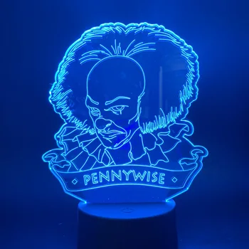 

Halloween Horror Desk Lamp Movie It Chapter One Pennywise Figure 3d Led Night Light Usb Battery or Powered for Office Room Decor
