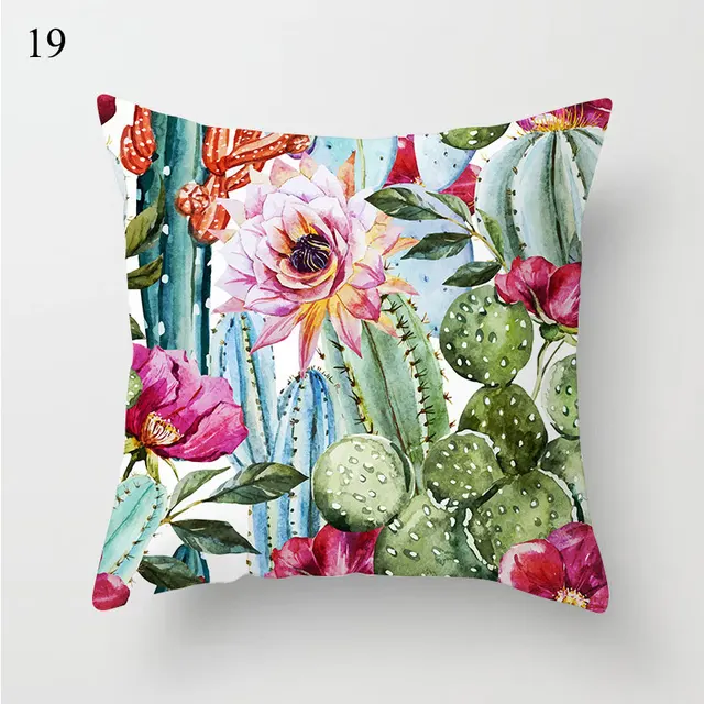 1PC Cactus Floral Print Cushion Cover Polyester Pillow Cases Throw Pillows Sofa Home Decor Pillowcase Decorative Pillow Covers 19