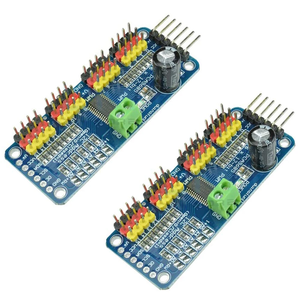 PCA9685 16-канальный 12-битный ШИМ-контроллер платы драйвера серводвигателя Интерфейс