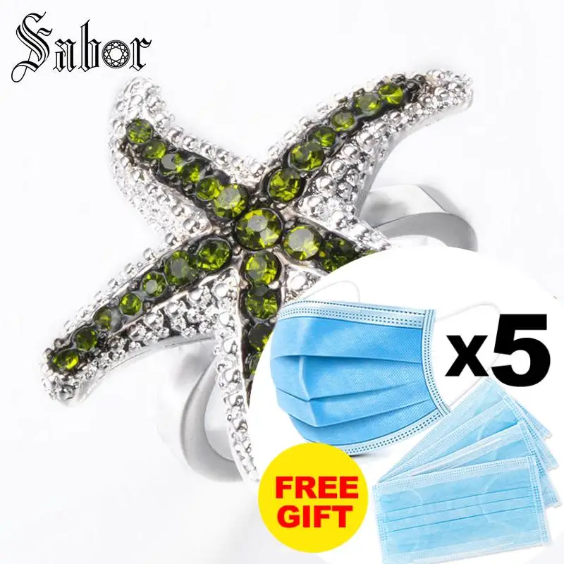 Кольцо с зеленым кристаллом и фианитом Размер 7 | Украшения аксессуары