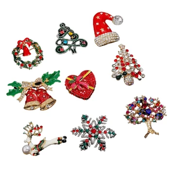 

Xmas Enamel Snowman Santa Tree Bells Brooch Pin Christmas Gifts Accessories Fine Jewelry for Women