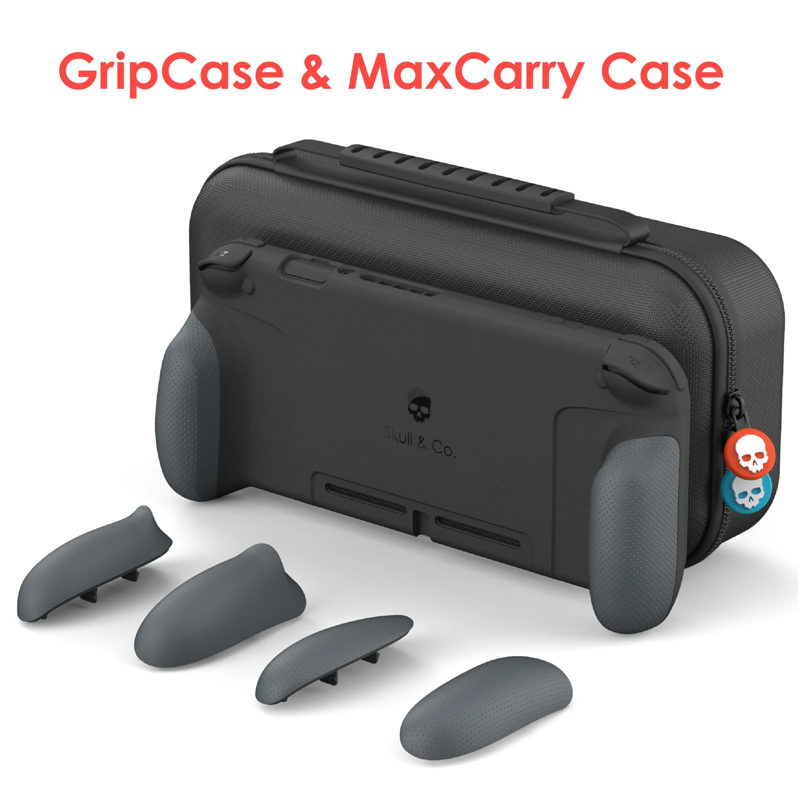 Защитный чехол Skull& Co. Grip со сменными ручками и чехол MaxCarry, сумка для переноски для kingd nintendo Switch - Цвет: Set - Gray